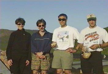 The team, just before spotting a moose